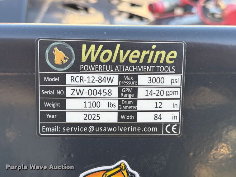 image for item FP3136 2025 Wolverine RCR-12-84W skid steer rock rake