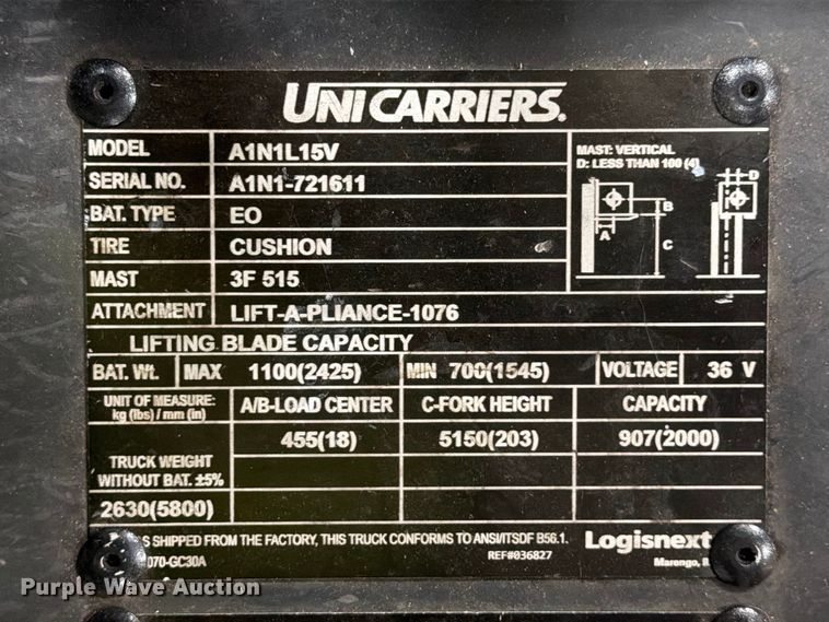image for item FT3023 2015 Nissan A1N1L15V forklift