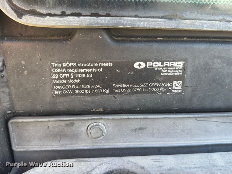image for item FU0570 2019 Polaris Ranger utility vehicle