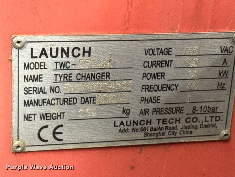 image for item ND9557 2010 Launch TWC-581LMB tire changer