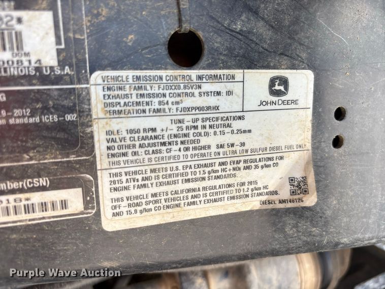 image for item YA4959 2015 John Deere 855E DSL XUV utility vehicle