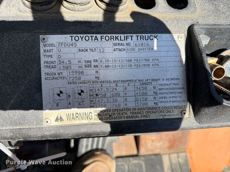 image for item YA5218 2005 Toyota 45 forklift