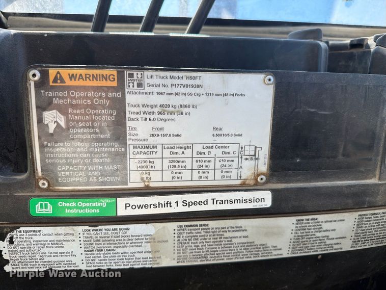 image for item YA5358 2015 Hyster H50FT forklift
