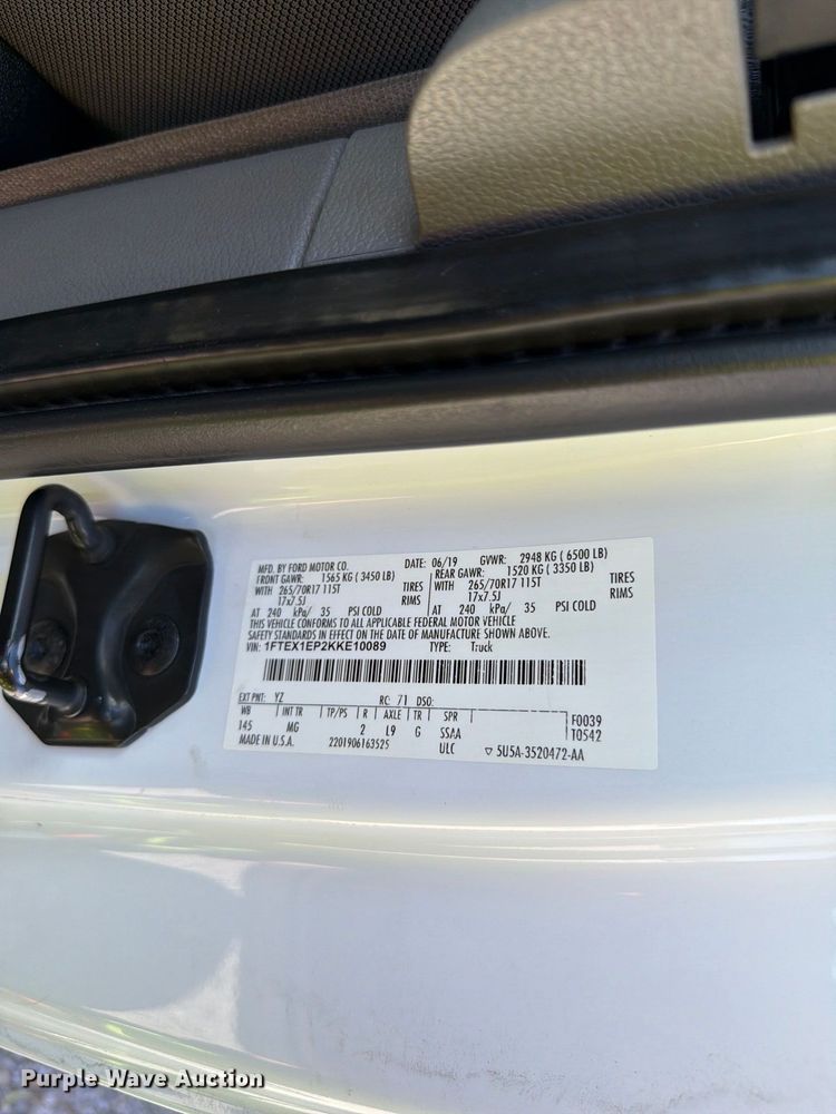 image for item YA5388 2019 Ford F150 Ext. Cab pickup truck