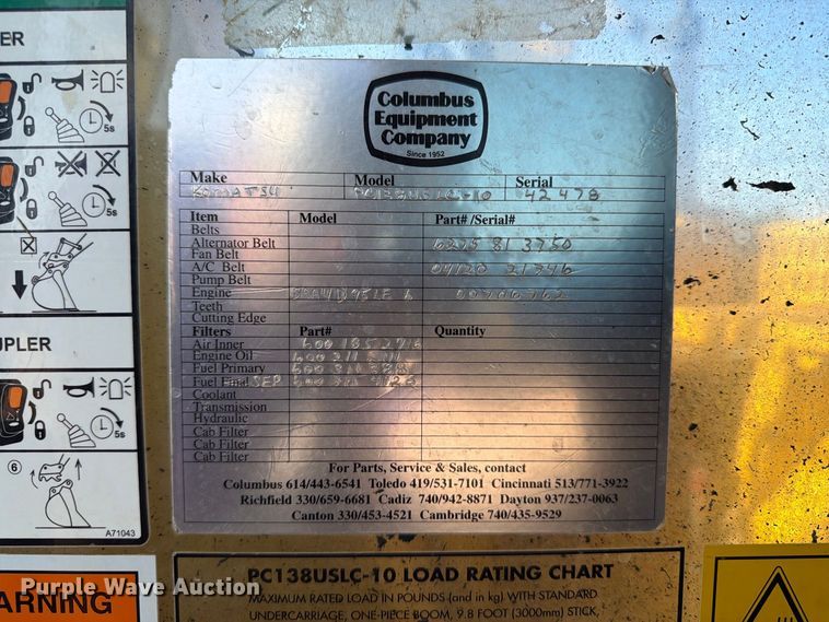 image for item DT2944 2015 Komatsu PC138USLC-10 excavator