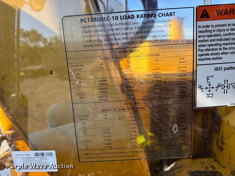 image for item DT2945 2015 Komatsu PC138USLC-10 excavator
