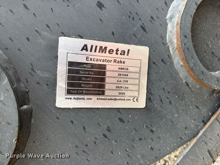 image for item DZ4931 2026 KJ AMK36 excavator rake
