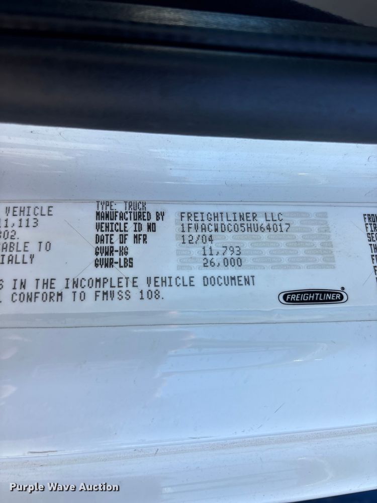 image for item EA0004 2005 Freightliner Business Class M2 flatbed truck with crash attenuator