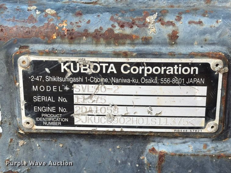 image for item EA7345 2013 Kubota SVL90-2 tracked skid steer loader