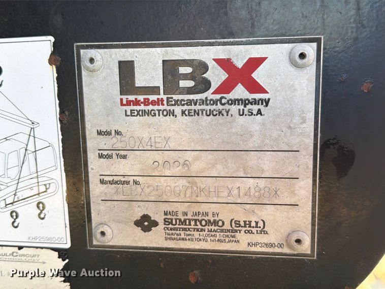 image for item EA7395 2020 Linkbelt 250x4 excavator