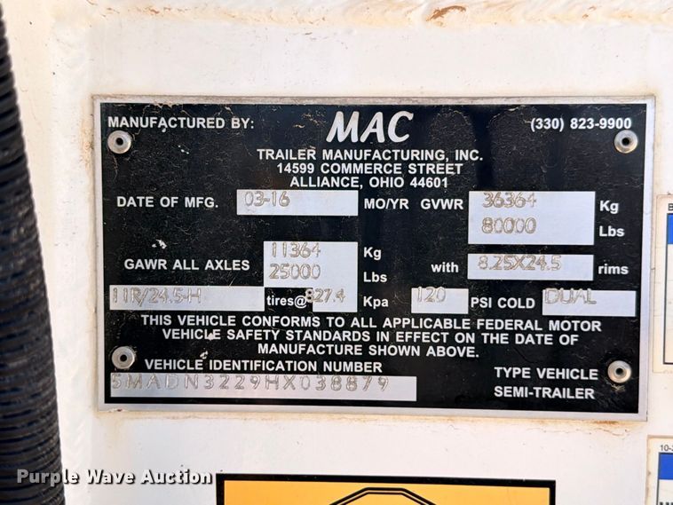 image for item ED5485 2017 Mac end dump trailer