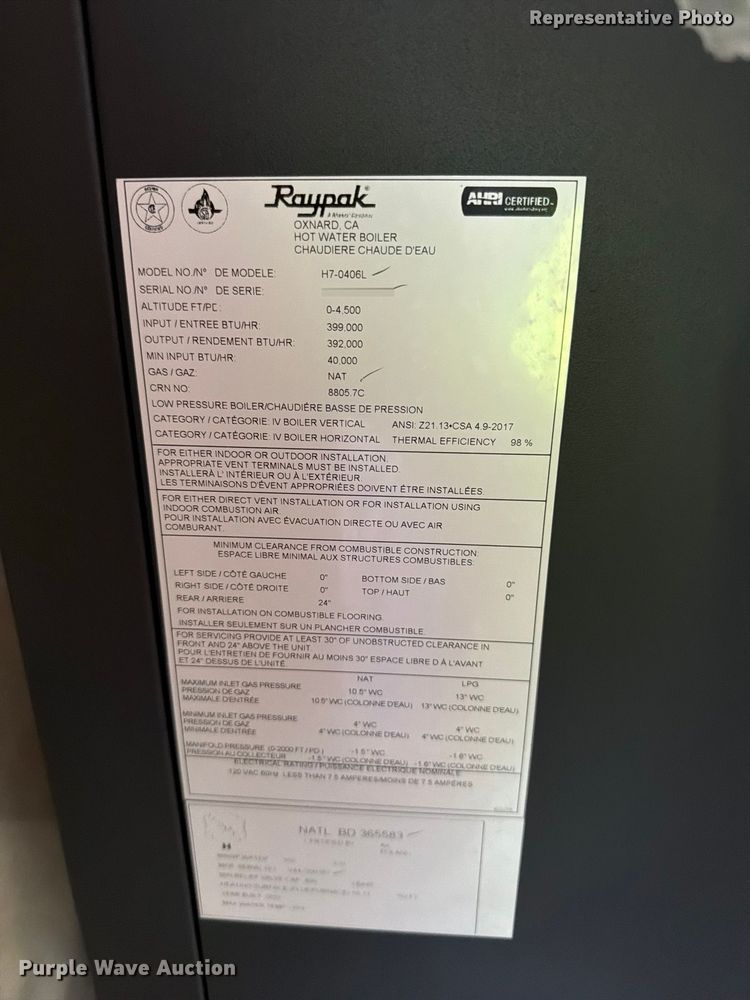 image for item EF1428 RayPak boiler