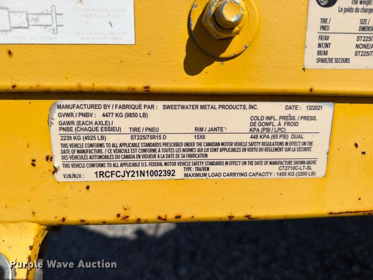 image for item EO8799 2022 Sweetwater Metal Products CT2710C-LT-SL reel trailer