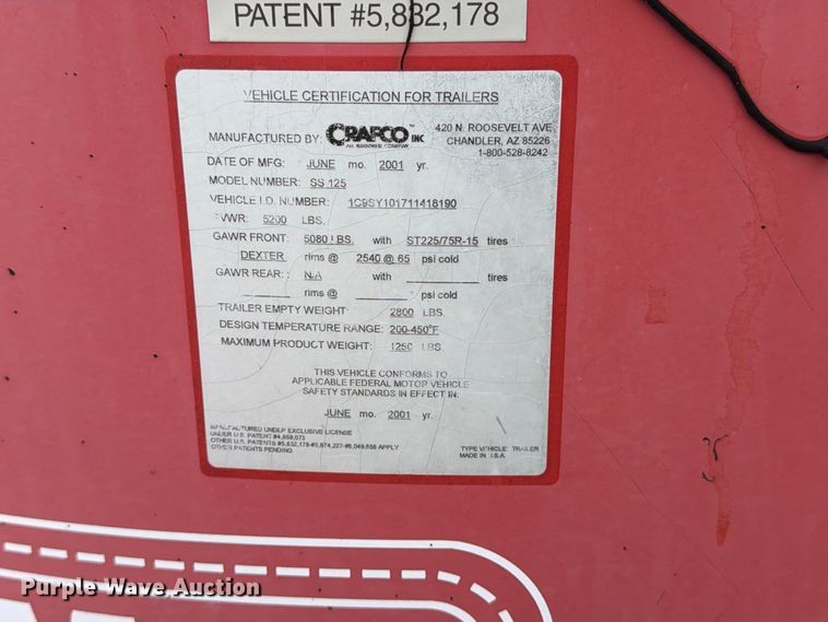 image for item EP7830 2001 Crafco SS125 melter applicator