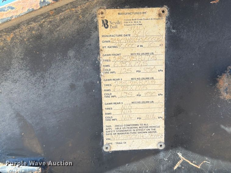 image for item EP7883 2017 Neville equipment trailer