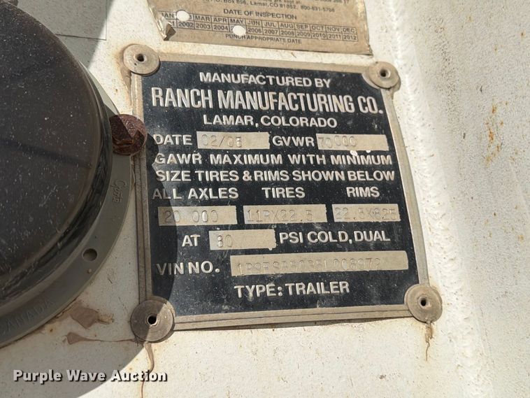 image for item EP7898 2005 Ranco Anvil end dump trailer