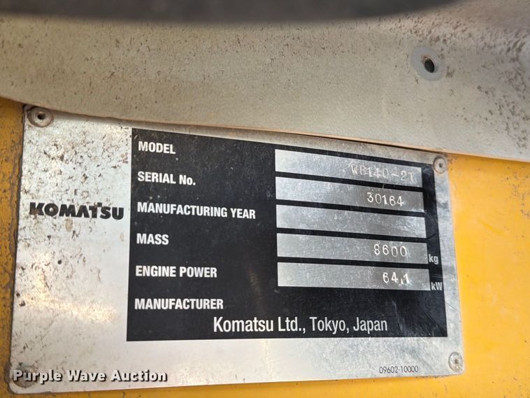 image for item EP7930 2001 Komatsu WB140-2T backhoe