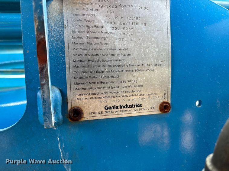 image for item ER3440 2000 Genie Z4525 boom lift
