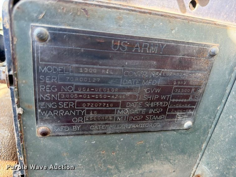 image for item ER3454 1983 Caterpillar 130G MIL motor grader