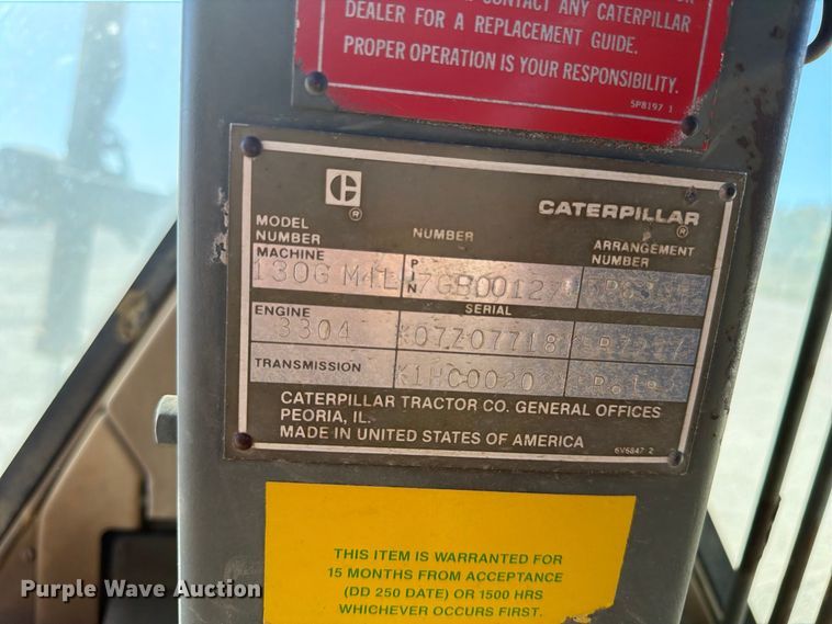 image for item ER3454 1983 Caterpillar 130G MIL motor grader