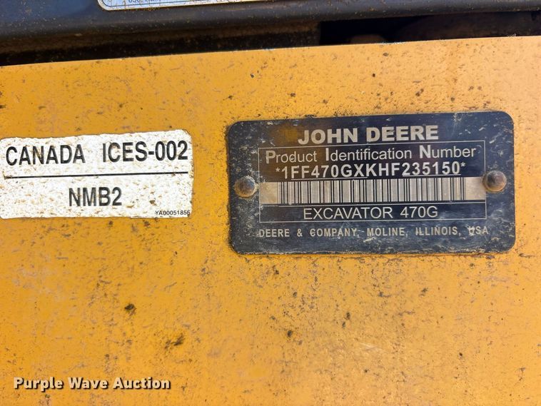 image for item ES8219 2017 John Deere 470G LC excavator