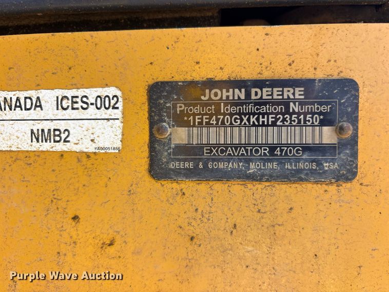 image for item ES8219 2017 John Deere 470G LC excavator