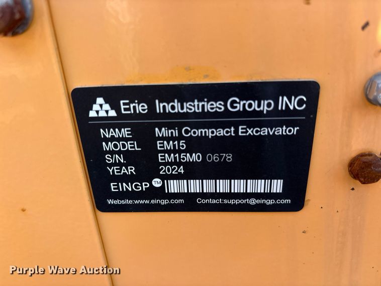 image for item ES8394 2024 Erie EM15 mini excavator