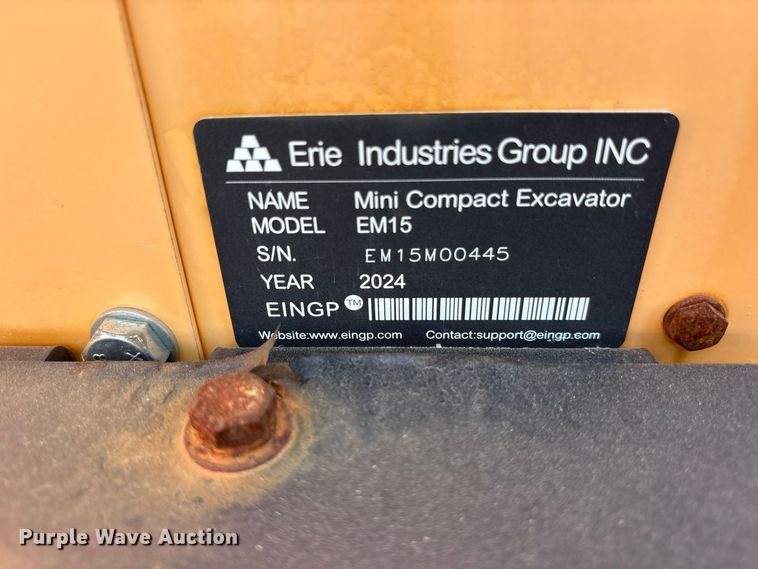 image for item ES8395 2024 Erie EM15 mini excavator