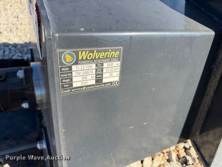image for item EX2408 2025 Wolverine skid steer rototiller
