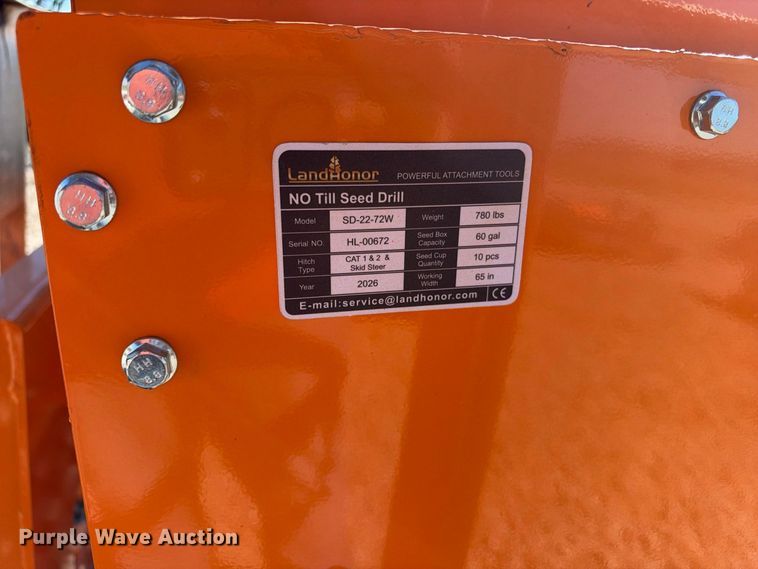 image for item EX2415 2026 LandHonor SD-22 skid steer seeder