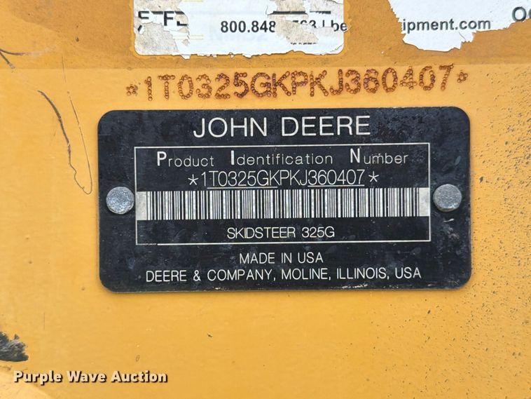 image for item EX3050 2019 John Deere 325G tracked skid steer loader