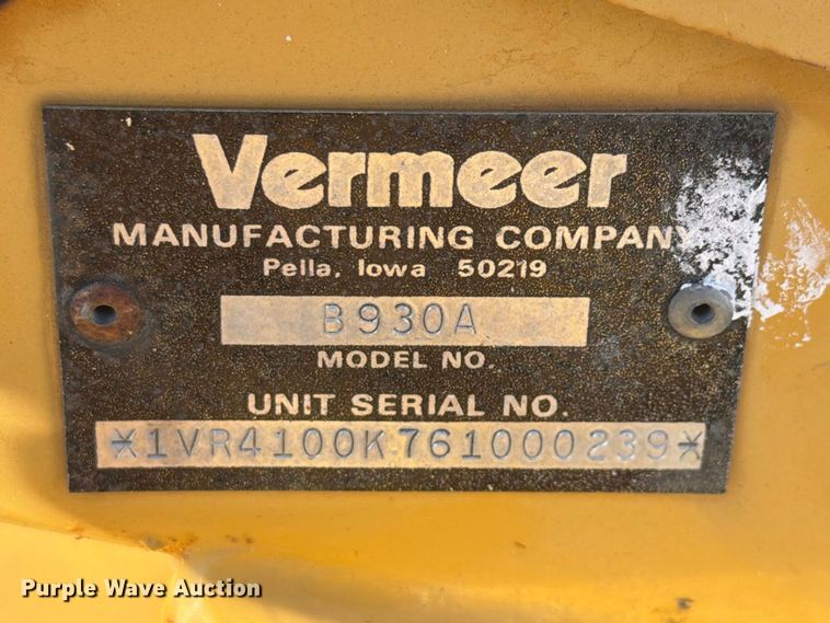 image for item EX4647 2006 Vermeer B930A backhoe attachment