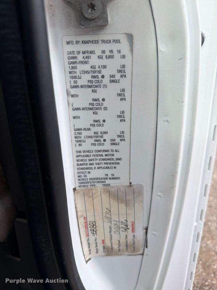 image for item FB5208 2016 Chevrolet Express 3500 utility van