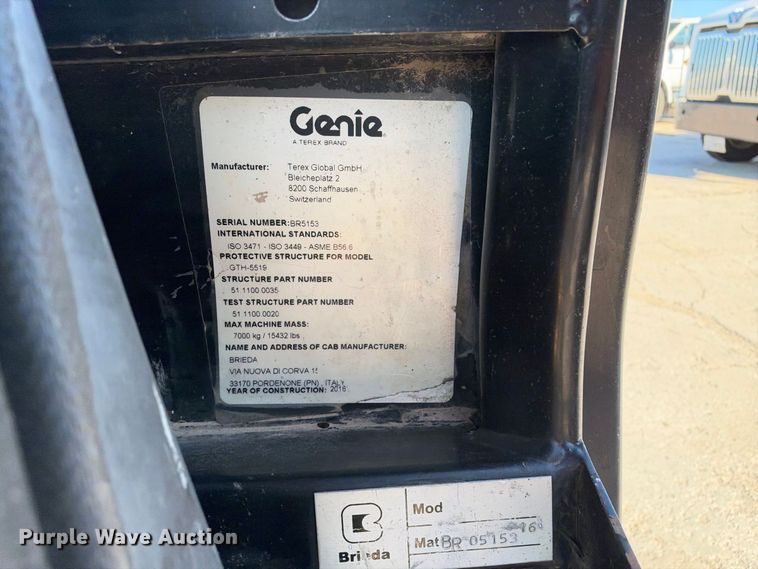 image for item FB8365 2016 Genie GTH-5519 telehandler