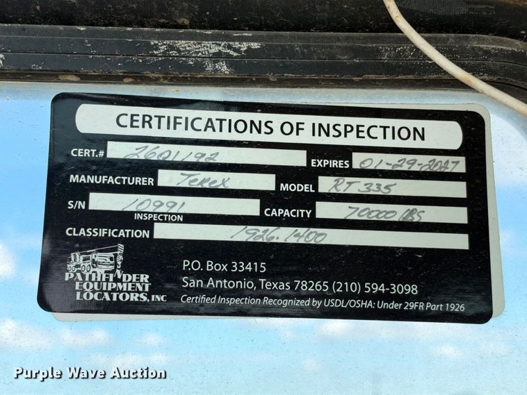 image for item FB8370 1999 Terex RT335 crane