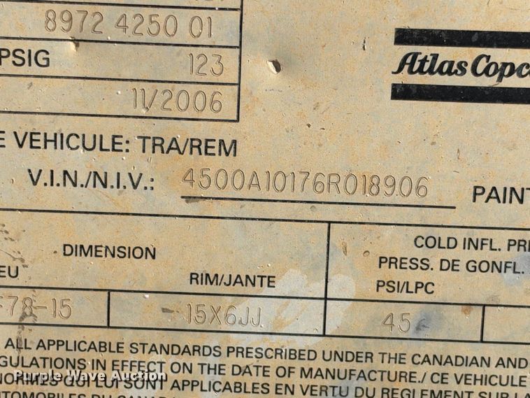 image for item FB8371 2006 Atlas Copco XAS97 air compressor