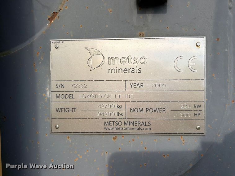 image for item FC3398 2005 Metso LOKOTRACK LT 105 Mobile Crusher