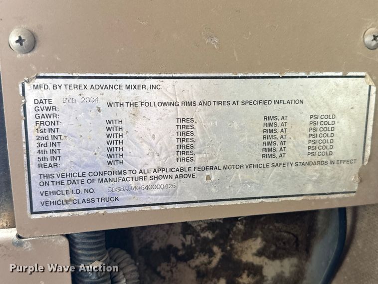 image for item FC4460 2004 Terex Advance  FD4000 ready mix truck