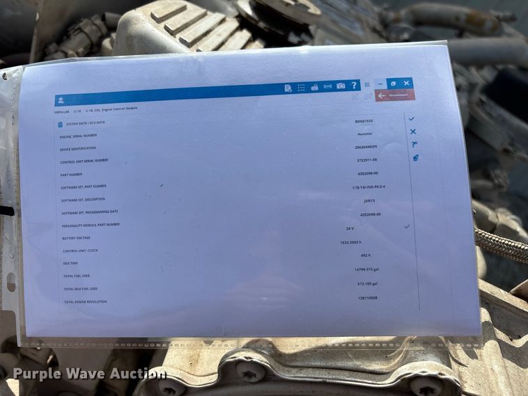 image for item FG0761 2012 Caterpillar C18 Acert engine