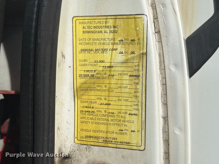 image for item FG3029 2000 Chevrolet C7 bucket truck