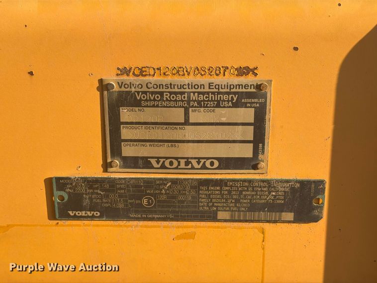 image for item FI0428 2016 Volvo DD120B double drum vibratory roller