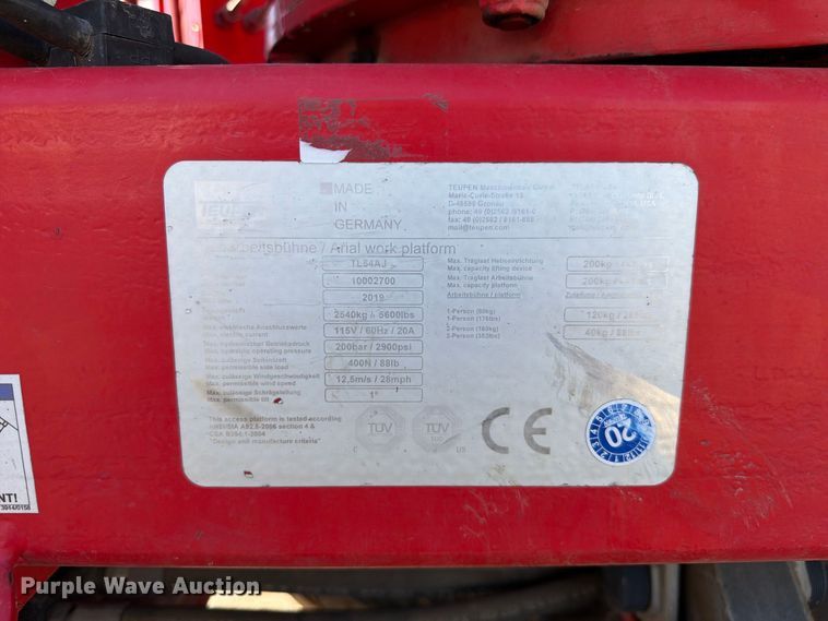 image for item FI2036 2019 Teupen TL54J tracked boom lift