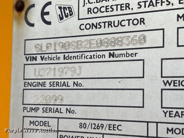 image for item FJ2011 2002 JCB 190 skid steer loader