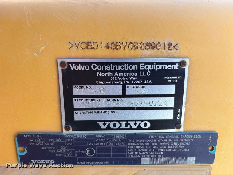 image for item FK2163 2014 Volvo DD140B double drum vibratory roller