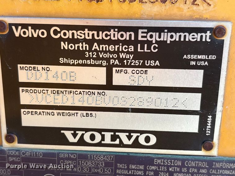 image for item FK2163 2014 Volvo DD140B double drum vibratory roller