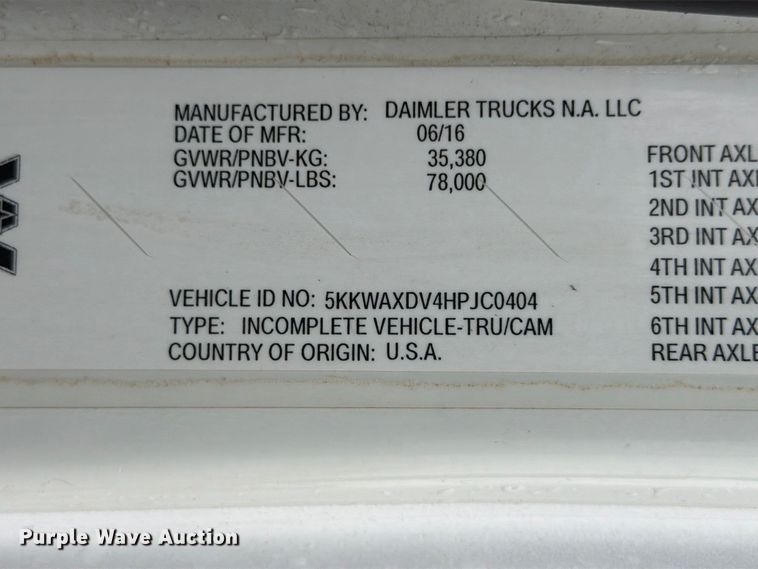 image for item FK3677 2017 Western Star 4700 dump truck