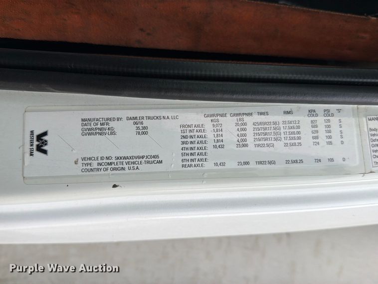 image for item FK3679 2017 Western Star 4700 dump truck