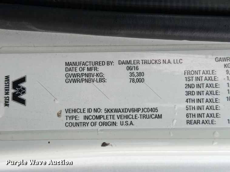 image for item FK3679 2017 Western Star 4700 dump truck