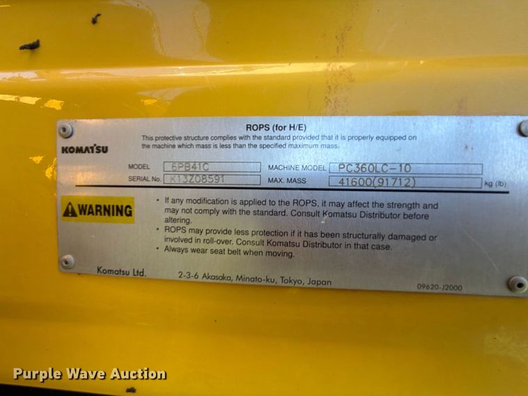 image for item FK5284 2014 Komatsu PC360LC-10 excavator