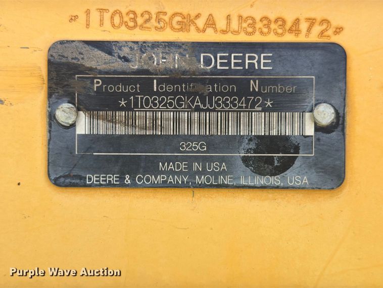 image for item FN2061 2018 John Deere 325G tracked skid steer loader